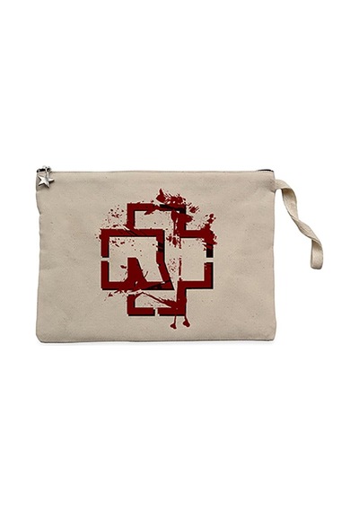 Rammstein Logo 4 Krem Clutch Astarlı Cüzdan / El Çantası Krem