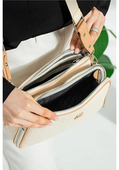 Just Polo Kadın 3d Baskılı Ayarlanabilir Askılı Şık Omuz Çantası Ebat: 16 X 26 Cm Krem - Taba 90678420