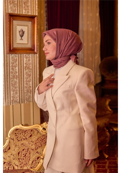 Silk Home Monogram Pamuk İpek Eşarp 130001-01 gül kurusu