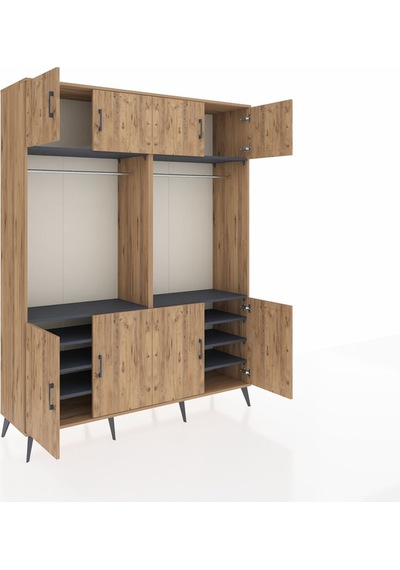 Hyperion Gardrop 10 Raflı 8 Kapaklı 2 Askılı 176x44x221 Çam-çam/antrasit Çam/antrasit Hyperion Gardrop 10 Raflı 8 Kapaklı 2 Askılı 176x44x221 Çam-çam/antrasit Çam/antrasit