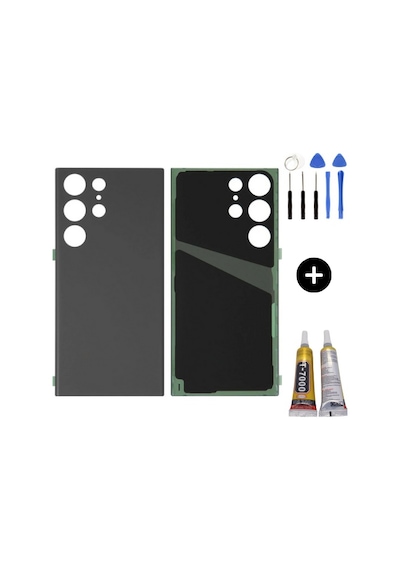 Samsung S23 Ultra Sm-s918 Uyumlu Arka Pil Kapağı Siyah + Montaj Seti Çok Renkli
