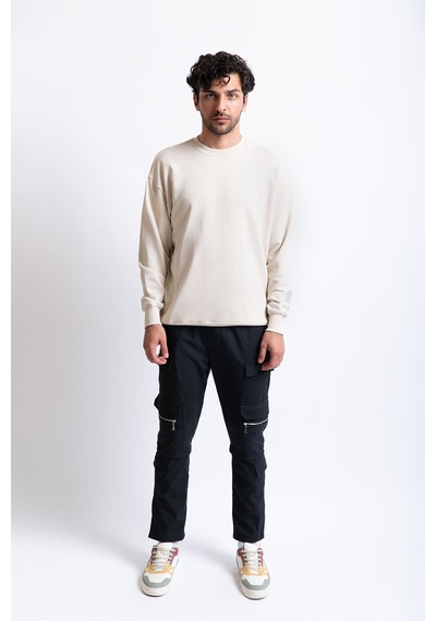 Regular Organik Pamuklu  Sweatshirt Krem