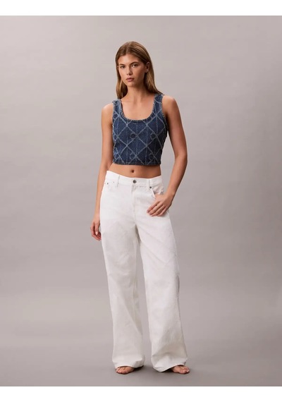 Calvin Klein Low Rıse Baggy Ck Ar Beyaz Kadın Baggy Pantolon