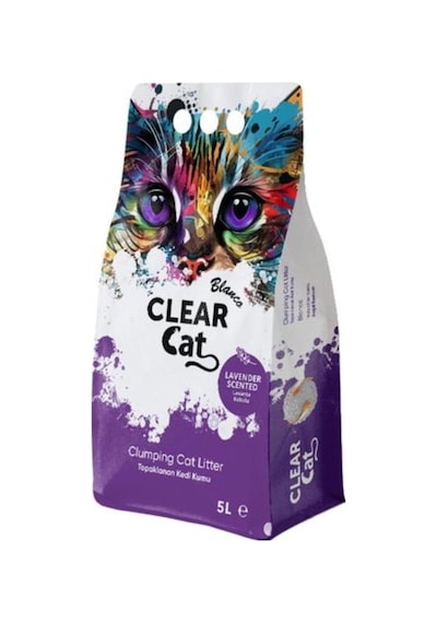 Clear Cat Kedi Kumu Topaklaşan Bentonit Clear Cat Blanco 5l Lavanta Kokulu