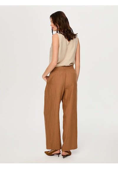 Faik Sönmez Wide Leg Fit %100 Keten Pantolon S26pnt010 Us26pnt01035 Camel