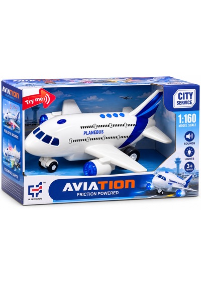 25 Cm Sesli Ve Işıklı Airbus Yolcu Uçağı Sürtmelı Hareketli Mavi