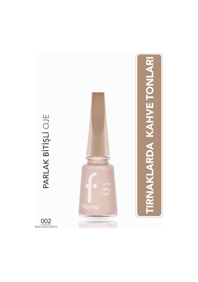 Flormar Latte Nail Enamel Yüksek Pigmentli & Parlak Bitişli Oje 002 Bare Macchıato