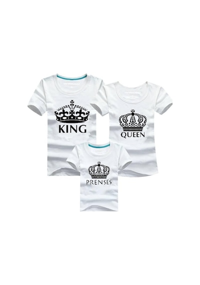 King Queen Prenses Baba Kız Anne Tişörtleri Aile Kombinleri