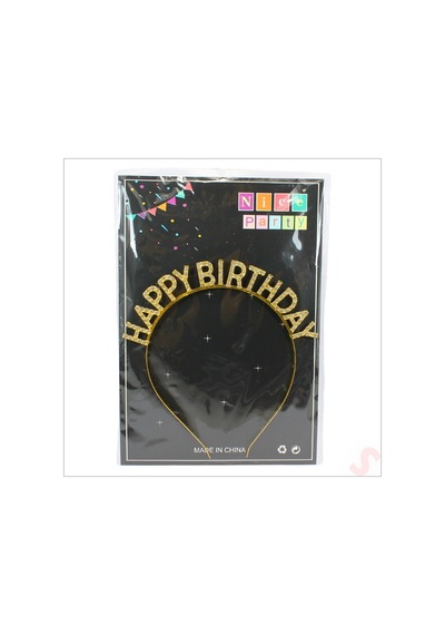 Taç - Metal - Happy Birthday - Altın