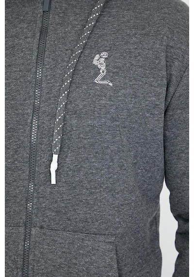 Polostate Erkek İskelet Nakış Fermuarlı 3 İplik Sweatshirt Antrasit
