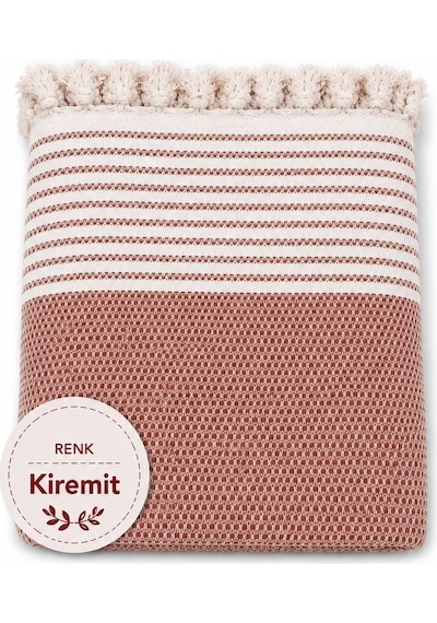 Pamuklu Kaymaz Hasır Dokuma Koltuk Örtüsü 180x220 - Kiremit