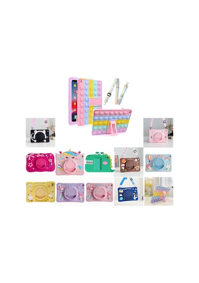 Samsung Uyumlu Galaxy Tab A9 Plus X210 X213 X215 X217 Kılıf Cute Dolls Standlı Eğlenceli 3d Karekterli Çocuk Kılıfı Kılıf