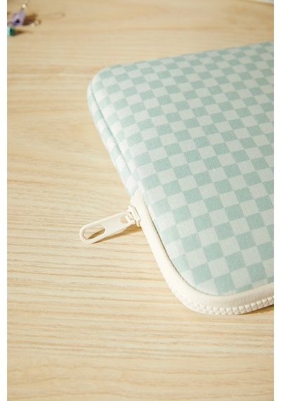 Ocean Home Textile Su İtici Leke Tutmaz Mint Dama Desen Tablet Taşıma Çantası / Kılıfı 27 X 21 X 2 Cm Tablet Kılıfı