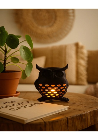 3d Dekoratif Baykuş Mumluk , Tealight Mumluk , Bohem Rustik Ev Dekoru , Hediyelik Romantik Aydınlatma