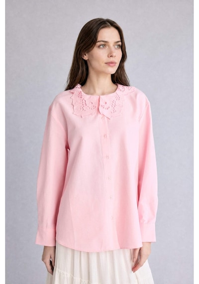 Defacto Regular Fıt Poplin Uzun Kollu Açık Pembe Tunik H6713ax26smpn105 Pembe-pn105