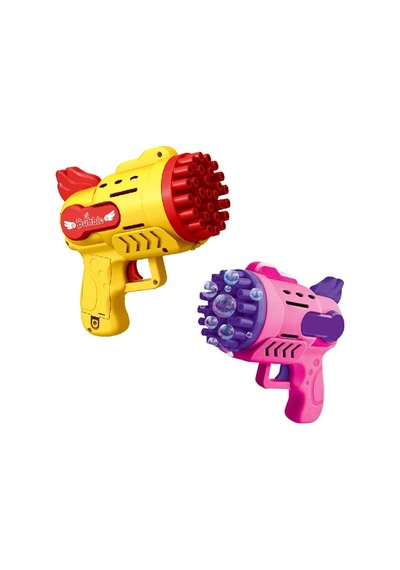 2 Adet Sarı Pembe Köpük Tabancası 29 Delikli Çoklu Köpük Atan Tabanca 2 Solisyon Hediye Bubbles Gun