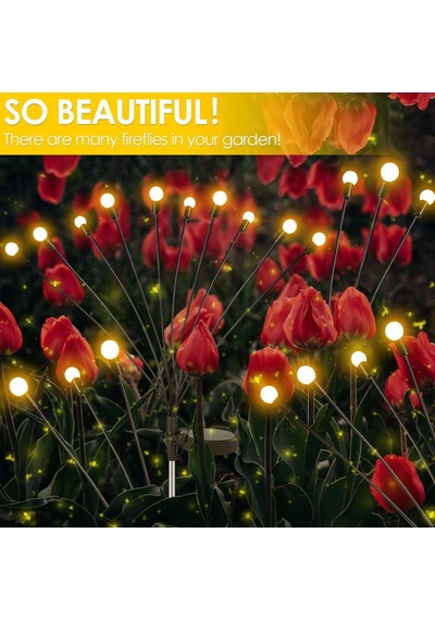 Ayrex 4'lü Paket 10 Led Güneş Ateşböceği Işıkları, Bahçe, Veranda, Avlu İçin Su Geçirmez Güneş Enerjisi D