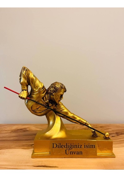 Kişiye Özel İsim Yazılabilir Bilardocu Heykeli 1. Sınıf Dekoratif Bilardo Biblosu & Masa Üstü Obje 02