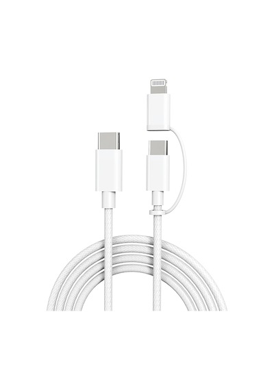 Micflip A22 2in1 Pd Type-c To Type-c + Lightning Mfı Sertifikalı Data Ve Şarj Kablosu 240w 1m Beyaz