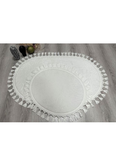 My Evilla Modern Simirna Dekoratif Peluş Oval Ponpon Saçaklı Klozet Takımı 001