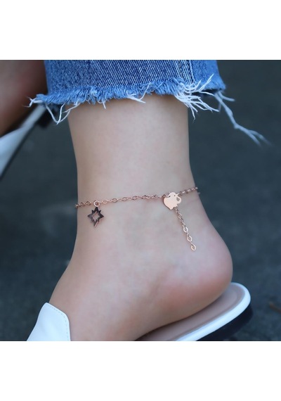 Figürlü Rose Gold Kaplama Gümüş Halhal Gümüş