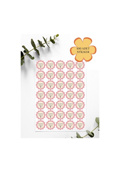 100 Adet Teşekkür Ederiz Stickers Paketleme Kargo Çıkartma Pyasks