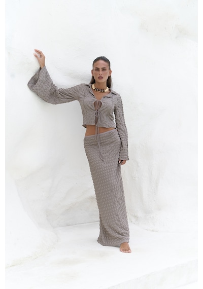 Mai Collection Mai Studios Co. Rania Vizon Gömlek Etek Takım Vizon