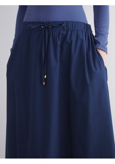 Lcwaıkıkı Classic Lacivert Beli Lastikli Poplin A Kesim Etek