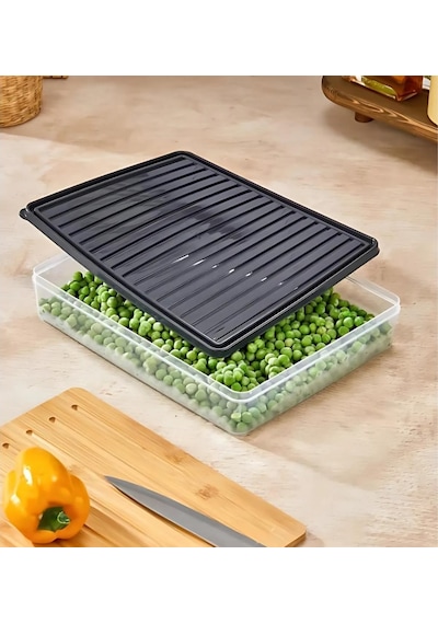Bigmate Bgmt2525 4'lü Şeffaf Saklama Kabı 4x2,5 Lt Mikrodalga Buzdolabı Ve Dondurucu Uyumlu Düzenleyici Siyah