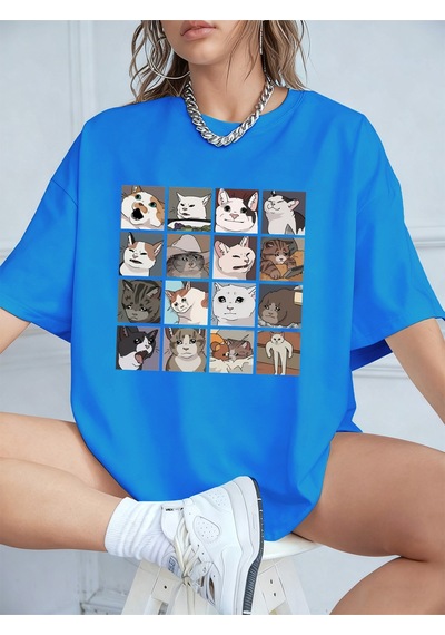 Noıssey Urban Pop Graphic Kadın Tişört Koleksiyonukod 5605 Bebe Mavi