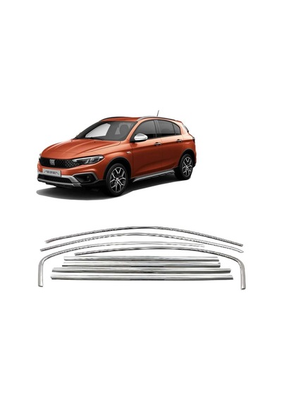Fiat Egea Cross Cam Çıtası Komple Set Çerçevesi Kromu Nikelajı 8 Parça Alt Üst Tam Tur