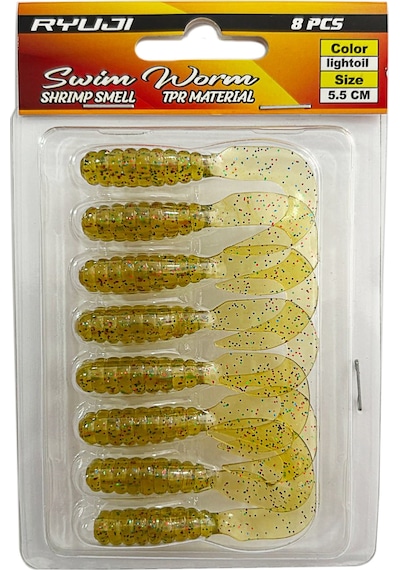 Ryuji Swim Worm 5.5cm 8 Adet Lrf Silikon Yem Light Oil