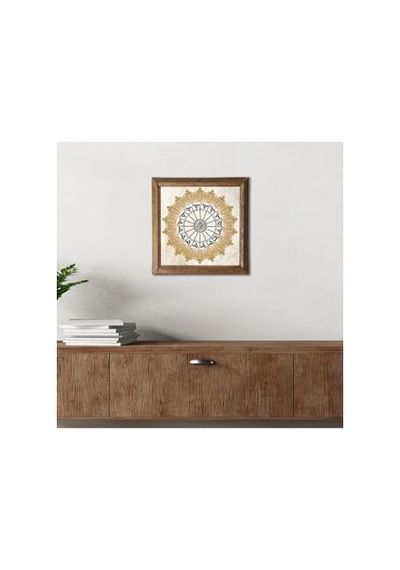 Şems Suresi Taş Duvar Tablosu Ahşap Çerçeveli Duvar Dekoru Wall Art 25x25cm W1-205 Diğer