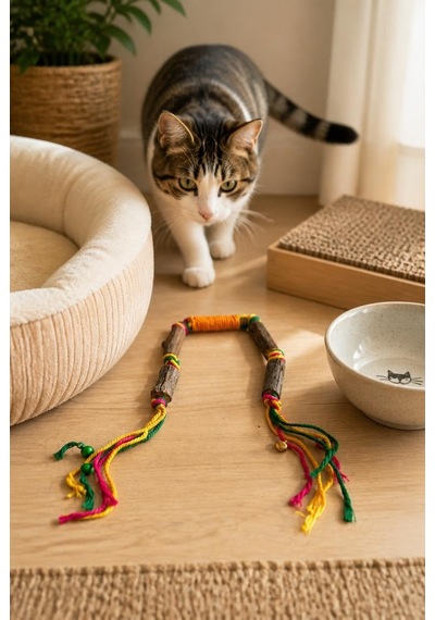 Matatabi Kedi Oyuncağı, Doğal Çiğneme Ve Oyun Oyuncağı, Pamuk İpli Matatabi Çubuklu Kedi Oyuncağı, Renkli