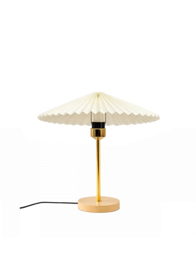 Homing Glow Ahşap Tabanlı Gold Abajur 242407 Krem