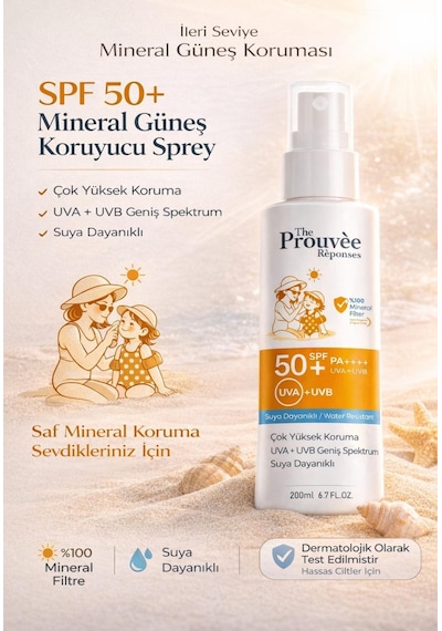 %100 Mineral Filtre 50+spf Güneş Kremi Uva+uvb Suya Dayanıklı 200ml