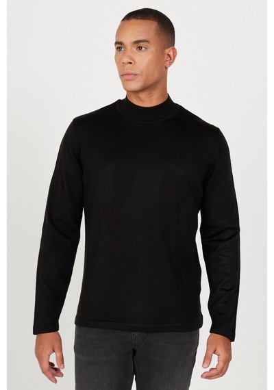 AC&Co / Altınyıldız Classics Erkek Siyah Standart Fit Normal Kesim Yarım Balıkçı Yaka Triko Kazak Siyah AC&Co / Altınyıldız Classics Erkek Siyah Standart Fit Normal Kesim Yarım Balıkçı Yaka Triko Kazak Siyah