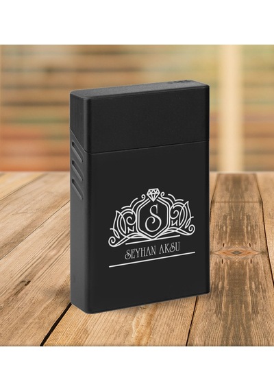 Bk Gift Kişiye Özel Siyah Slim Boy Metal Sigara Kutusu-13