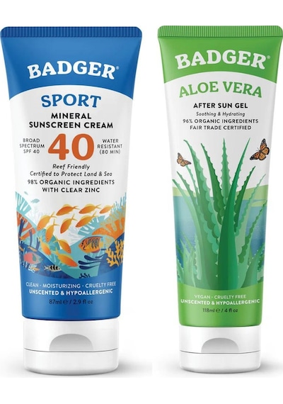 Badger Clear Zinc Kokusuz Güneş Kremi SPF40 87 ML + Aloe Vera Jel 118 ML