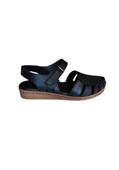 Castle Black 22380 Kadın Hakiki Deri Önü Kapalı Günlük Comfort Sandalet Siyah