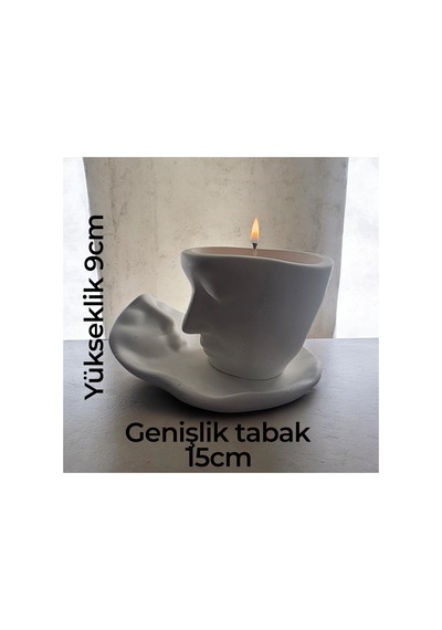 Taş Tozu Kahve Fincanı Mumluk Mum Çok Renkli