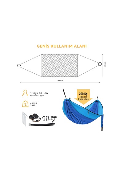 Kingcamp Multi-function 3 Ü 1 Arada Çift Kişilik Cibinlikli Hamak Blue Mavi