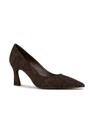Deery Kadın Yılan Desenli Kahverengi Orta Topuklu Stiletto - V4030zkhvm01 Kahverengi