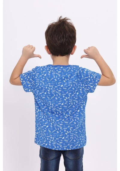Toontoy Kids Toontoy Erkek Çocuk Komple Baskılı Tişört Saks