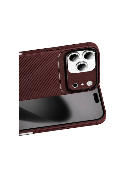 Newface - 468 - Apple iPhone Uyumlu 17 Pro Auto Focus Karbon Kapak - Glblseme - - Bordo