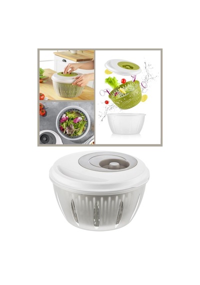 Flora Pratik Salata Ve Sebze Kurutucu 4,5 Litre, Meyve Sebze Marul Yeşillik Yıkama Kurutma Kabı Bej