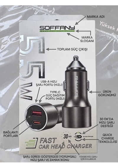 Soffany 55w Araç Şarj Cihazı - Lisinya