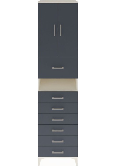 Hyperion Dolap 2 Raflı 7 Çekmeceli 2 Kapaklı 60x44x243 Aytaşı-antrasit Aytası