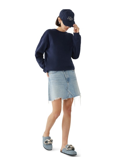 Frame Ritz Unisex Tonal Logo Crewneck - Koyu Mavi