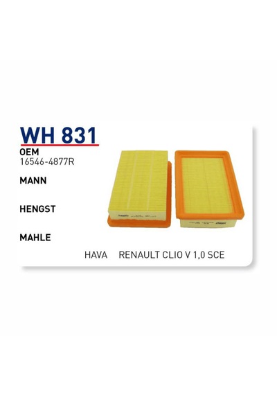 Wh831 Oem 16546-4877r Renault Clio V 1,0 Sce Otomobil Hava Filtre Air Filter